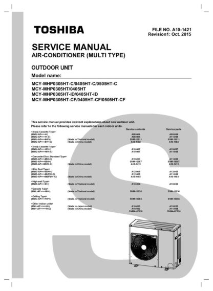 Toshiba Air Conditioner Service Manual 134