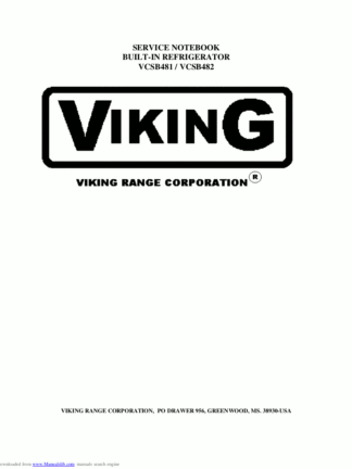 Viking Refrigerator Service Manual 17