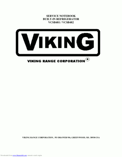 Viking Refrigerator Service Manual 17