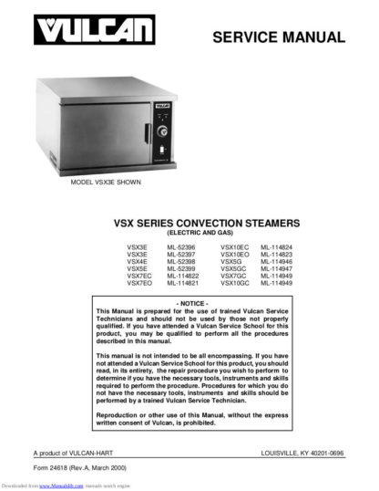 Vulcan Food Warmer Service Manual 29
