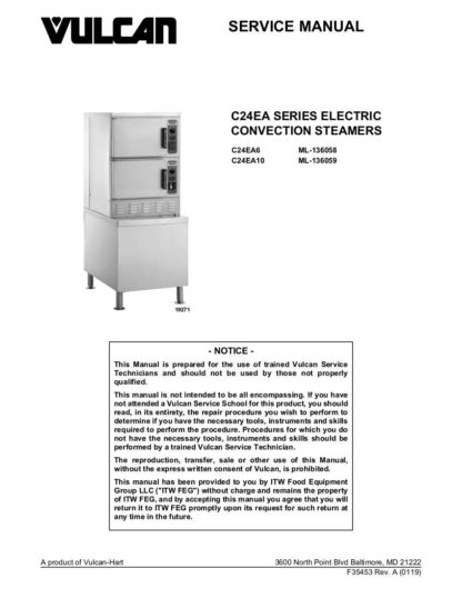 Vulcan Food Warmer Service Manual 30