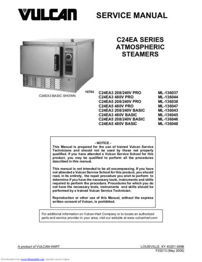 Vulcan Food Warmer Service Manual 33