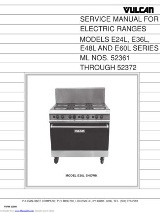 Vulcan Food Warmer Service Manual 37
