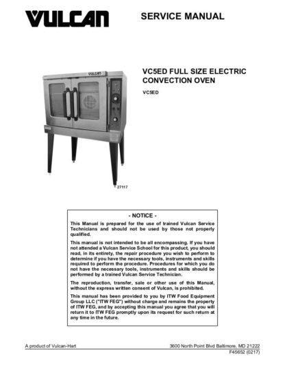 Vulcan Food Warmer Service Manual 44