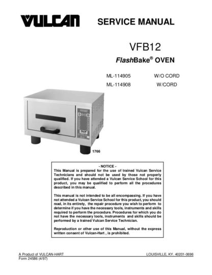 Vulcan Food Warmer Service Manual 47