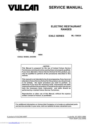 Vulcan Food Warmer Service Manual 48