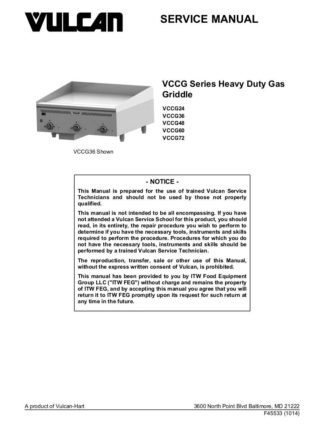 Vulcan Food Warmer Service Manual 50