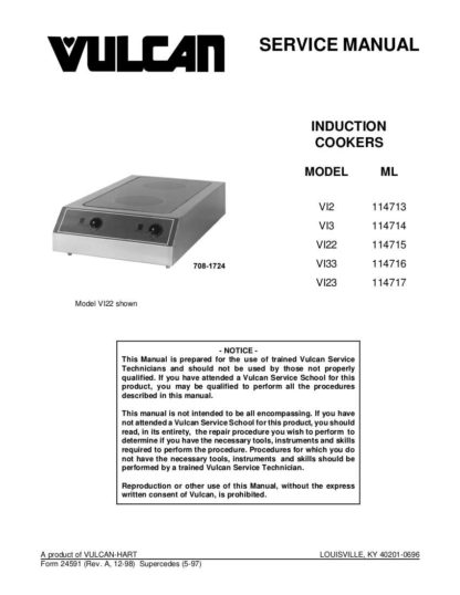 Vulcan Food Warmer Service Manual 54