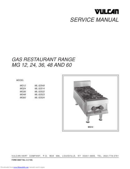 Vulcan Food Warmer Service Manual 57