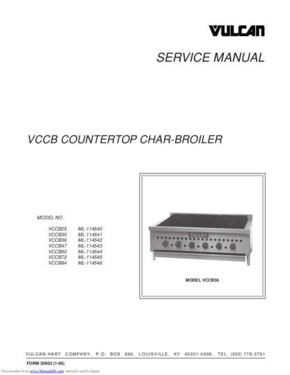Vulcan Food Warmer Service Manual 59