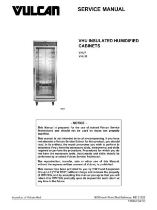 Vulcan Food Warmer Service Manual 61