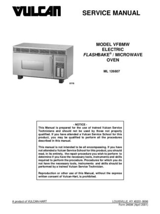 Vulcan Microwave Oven Service Manual 01