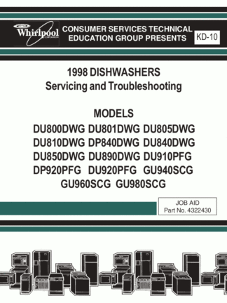 Whirlpool Dishwasher Service Manual 01