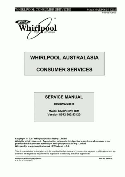 Whirlpool Dishwasher Service Manual 05