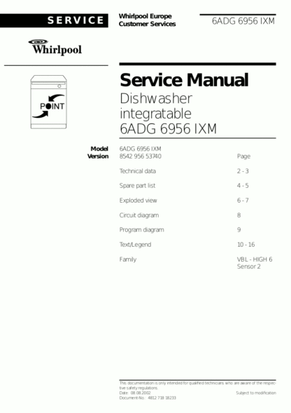 Whirlpool Dishwasher Service Manual 11