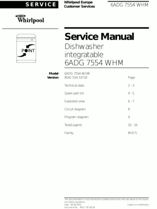 Whirlpool Dishwasher Service Manual 12