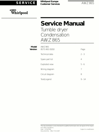 Whirlpool Dryer Service Manual 13