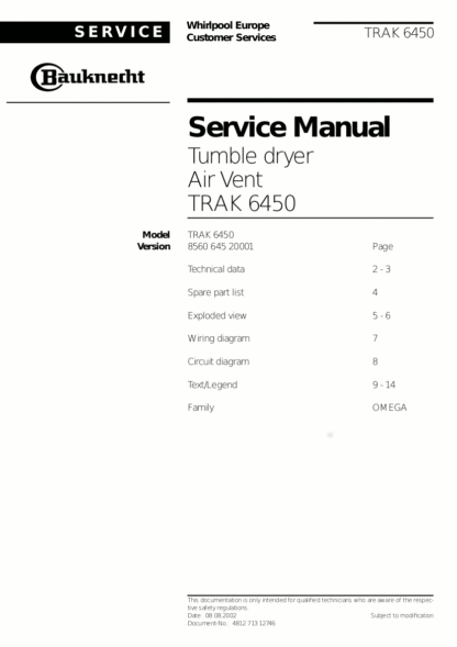 Whirlpool Dryer Service Manual 14