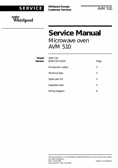 Whirlpool Microwave Oven Service Manual 05