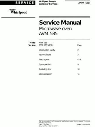 Whirlpool Microwave Oven Service Manual 10