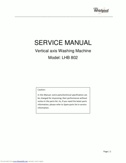 Whirlpool Washer Service Manual 36