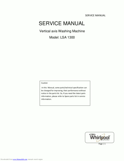 Whirlpool Washer Service Manual 38